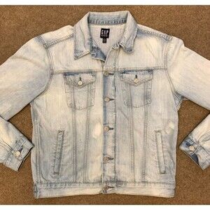 Gap Jacket Mens M (44-48) Denim Trucker Light Wash Icon Cotton Oversized Jean